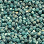 Faceted Bicone Pyramid Becone Czech Beads - Opaque Turquoise Green Terracotta Bronze - 4mm