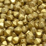 Faceted Bicone Pyramid Becone Czech Beads - Matte Gold - 6mm