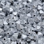 Faceted Bicone Pyramid Becone Czech Beads - Silver Full Etched - 6mm