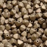 Faceted Bicone Pyramid Becone Czech Beads - Matte Metallic Gold Bronze - 6mm