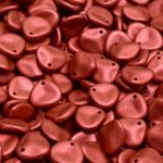 Flower Petal Czech Beads - Matte Metallic Lava Red Small Flat - 8mm x 7mm