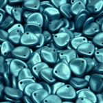 Flower Petal Czech Beads - Pastel Pearl Petrol Green Blue - 8mm x 7mm