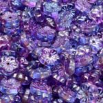 Flat Flower Czech Beads - Crystal Alaska Pink Blue Purple Pink Patina - 8mm