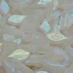 Bay Leaf Czech Beads - Matte Crystal Clear Ab Full - 6mm x 12mm