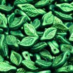 Bay Leaf Czech Beads - Gold Shine Emerald Green - 6mm x 12mm