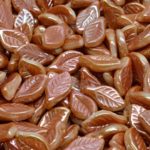 Bay Leaf Czech Beads - Apricot Orange Ab Light Brown Luster - 6mm x 12mm