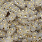 Flat Leaf Carved Czech Beads - Matte Crystal Gold Patina Wash - 12mm x 7mm