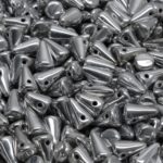 Spike Cone Drop Large Czech Beads - Metallic Silver - 5mm x 8mm