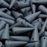 Spike Cone Drop Large Czech Beads - Matte Opaque Jet Black - 7mm x 17mm
