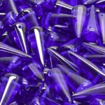 Spike Cone Drop Large Czech Beads - Blue - 7mm x 17mm