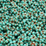 Forget-Me-Not Flower Czech Small Flat Beads - Turquoise Green Bronze - 5mm
