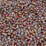 Round Czech Beads - Gray White Rainbow Gold Sliperit Half - 2mm