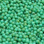 Round Czech Beads - Turquoise Rustic Picasso - 3mm