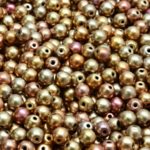 Round Czech Beads - Metallic Matte Gold Rainbow - 4mm