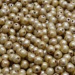 Round Czech Beads - Picasso Opaque Beige Ivory Luster - 4mm