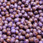 Round Czech Beads - Opal Purple Brown Patina - 4mm