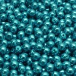 Round Czech Beads - Emerald Light Green Pearl - 4mm