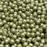 Round Czech Beads - Matte Metallic Suede Silver Beige - 4mm