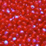 Round Czech Beads - Crystal Ruby Red Clear Ab Half - 4mm