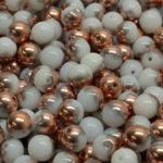Round Czech Beads - Alabaster White Capri Gold Half - 6mm