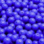 Round Czech Beads - Opaque Dark Blue Sapphire - 6mm
