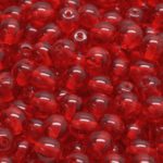 Round Czech Beads - Crystal Ruby Red Clear - 6mm