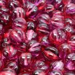 Melon Halloween Pumpkin Fruit Czech Beads - Crystal Alaska Pink Dark Blue - 8mm