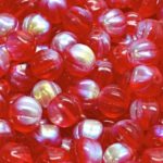 Melon Halloween Pumpkin Fruit Czech Beads - Crystal Ruby Red Clear Ab Half - 8mm