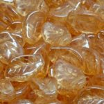 Waved Carved Flat Leaf Czech Beads - Crystal Orange Luster - 9mm x 14mm