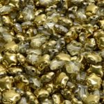 Star Czech Glass Beads - Crystal Metallic Gold Half - 6mm