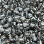 Star Czech Glass Beads - Crystal Clear Metallic Dark Silver Chrome Half - 6mm