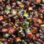 Star Czech Glass Beads - Crystal Metallic Magic Red Brown Half - 6mm