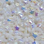 Star Czech Glass Beads - White Ab - 6mm