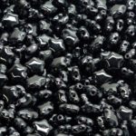 Star Czech Glass Beads - Opaque Jet Black - 6mm
