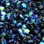 Star Czech Glass Beads - Opaque Jet Black AB Half - 6mm