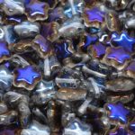 Star Czech Glass Beads - Crystal Clear Azure Blue Half Luster - 8mm