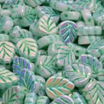Mint Leaf Czech Beads - Ab Whine Green Patina - 10mm x 8mm