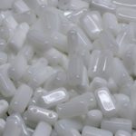 Two Hole Czech Beads - Opaque White Alabaster - 4mm x 8mm