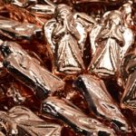 Christmas Angel Czech Beads - Matte Bronze Metallic - 23mm x 13mm
