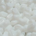 Tulip Flower Czech Bulk Wholesale For Jewelry Making Beads - White Alabaster Opal - 9mm x 7mm