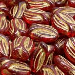 Tulip Flower Czech Bulk Wholesale For Jewelry Making Beads - Crystal Red Gold Patina Wash - 16mm x 11mm