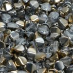 Pinch Czech Beads - Crystal Metallic Silver Half - 7mm