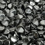 Pinch Czech Beads - Metallic Dark Silver Chrome Full - 7mm