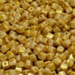 Cube Czech Beads - Luster Gold Beige - 4mm