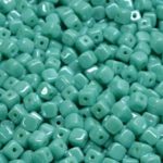 Cube Czech Beads - Opaque Turquoise Luster - 4mm