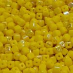 Cube Czech Beads - Opaque Lemon Yellow AB Half - 4mm