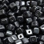Cube Czech Beads - Opaque Jet Black - 5mm x 7mm