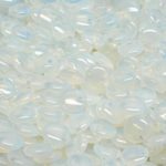Lentil Czech Flat Round One Hole Beads - White Opal Moonstone - 6mm