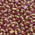 Teardrop Czech Beads - Picasso Crystal Purple Gold Luster - 4mm x 6mm