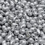 Teardrop Czech Beads - Silver Full Etched - 4mm x 6mm